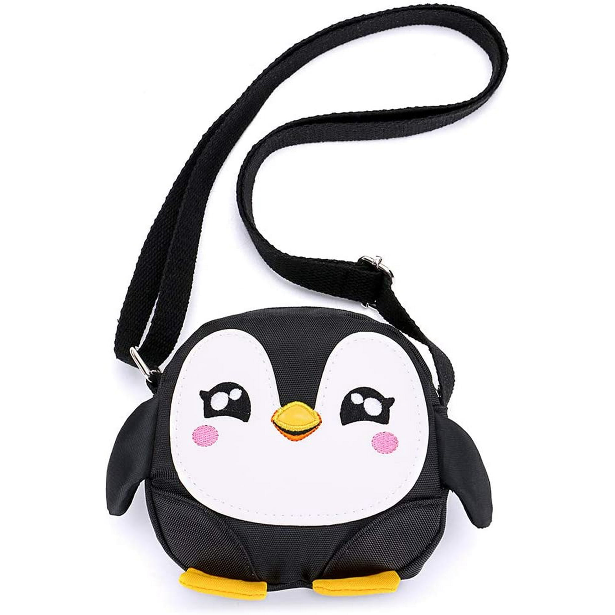 Kids Shoulder Bag Crossbody Purse Mini Cartoon Animal Preschool Messenger Handbag for Children Toddler Baby Girls Leekey Penguin Purple